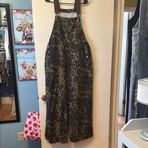 Cider Leopard Print Women's Overalls